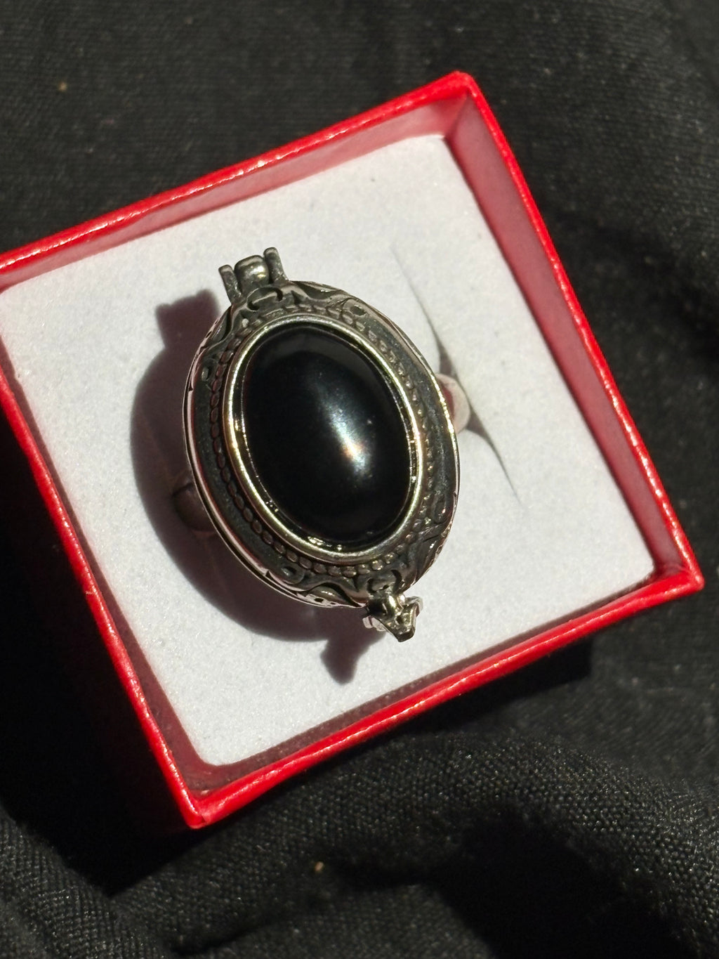 Black Obsidian Locket Ring