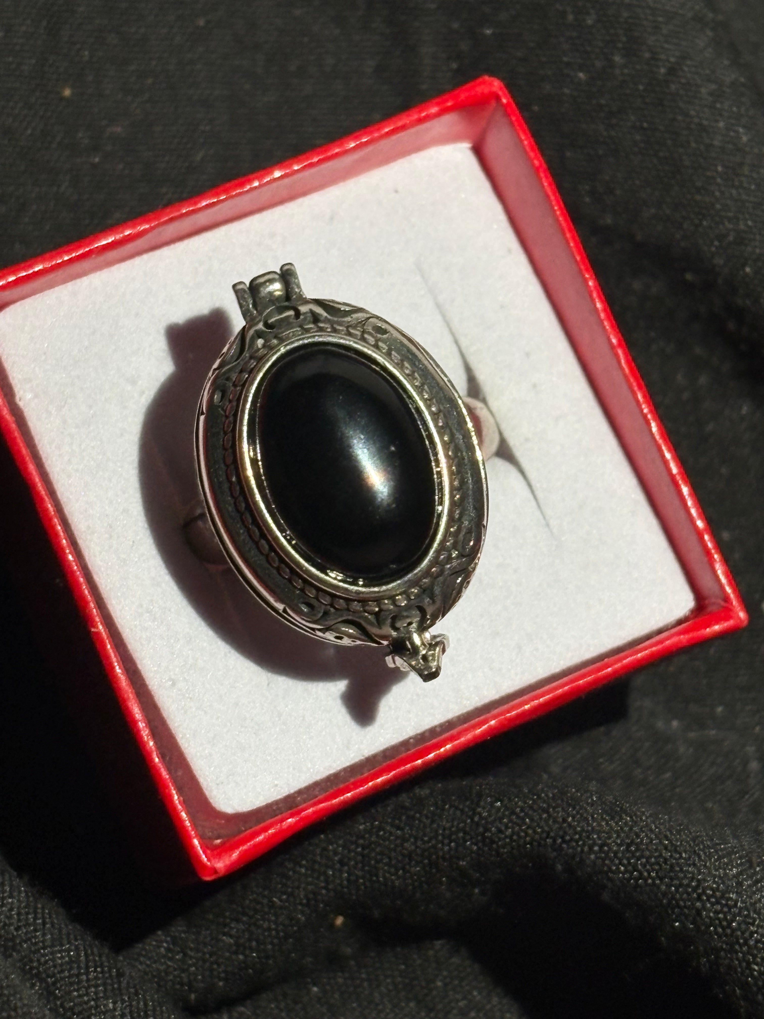 Black Obsidian Locket Ring
