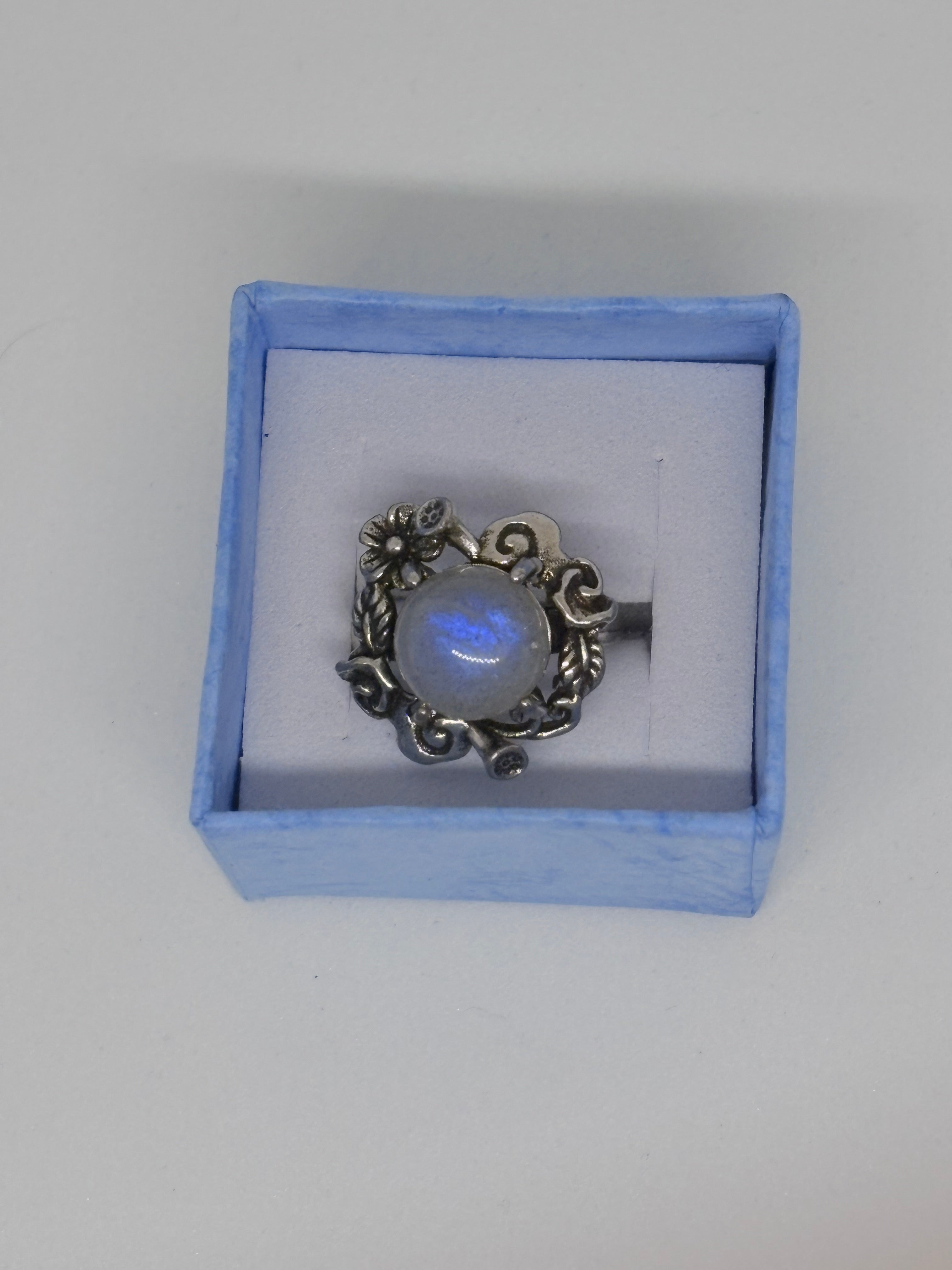 Moonstone Flower Band Ring
