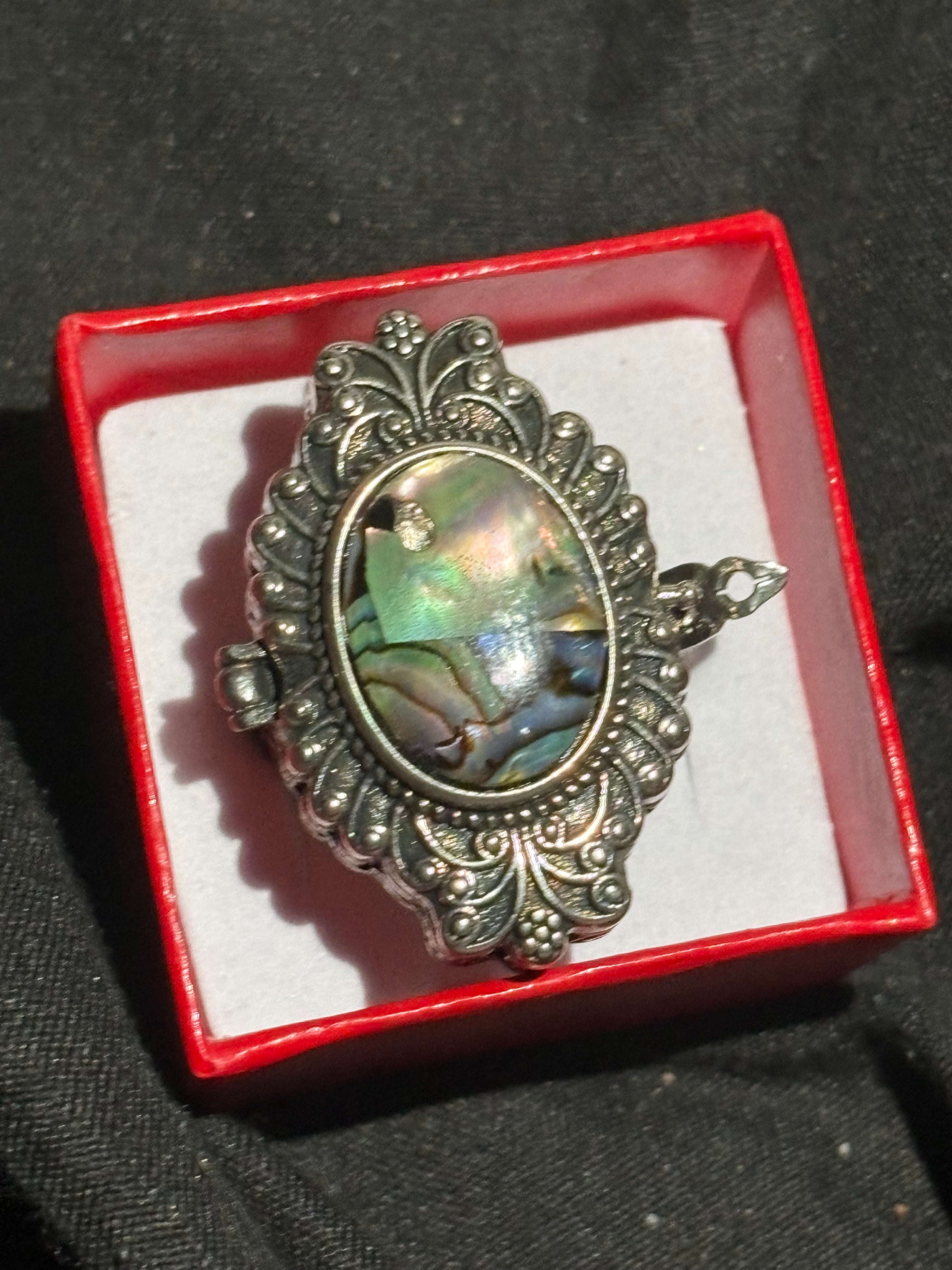 Abalone Shell Locket Ring