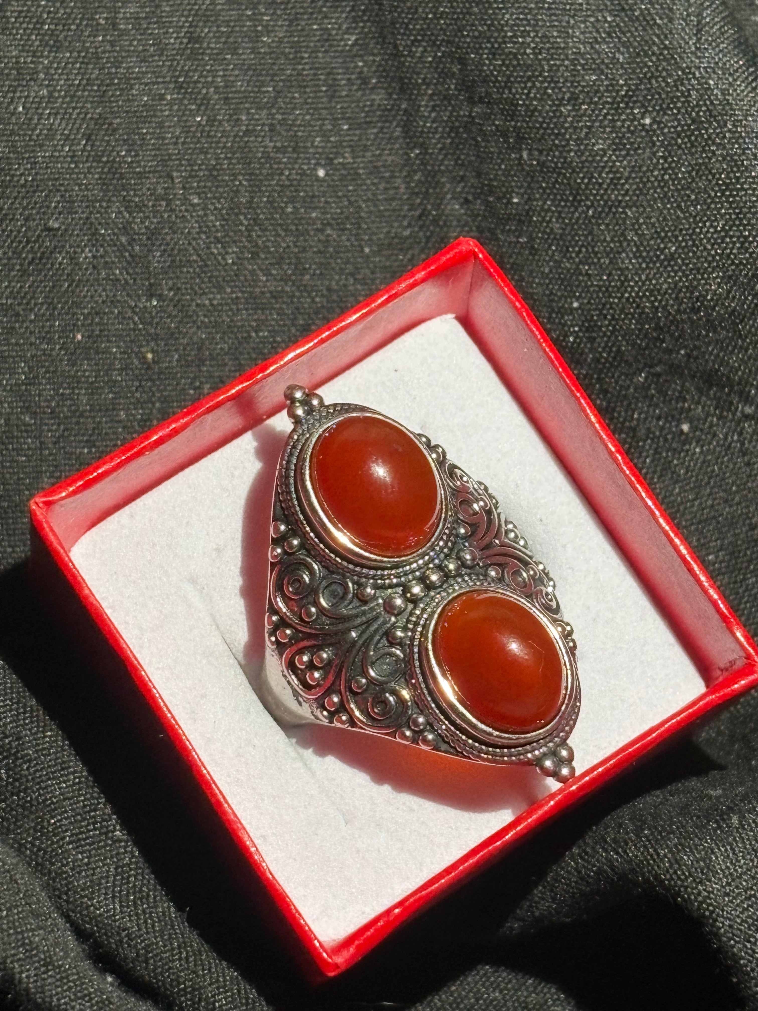 Carnelian Agate Double Stone Rinv