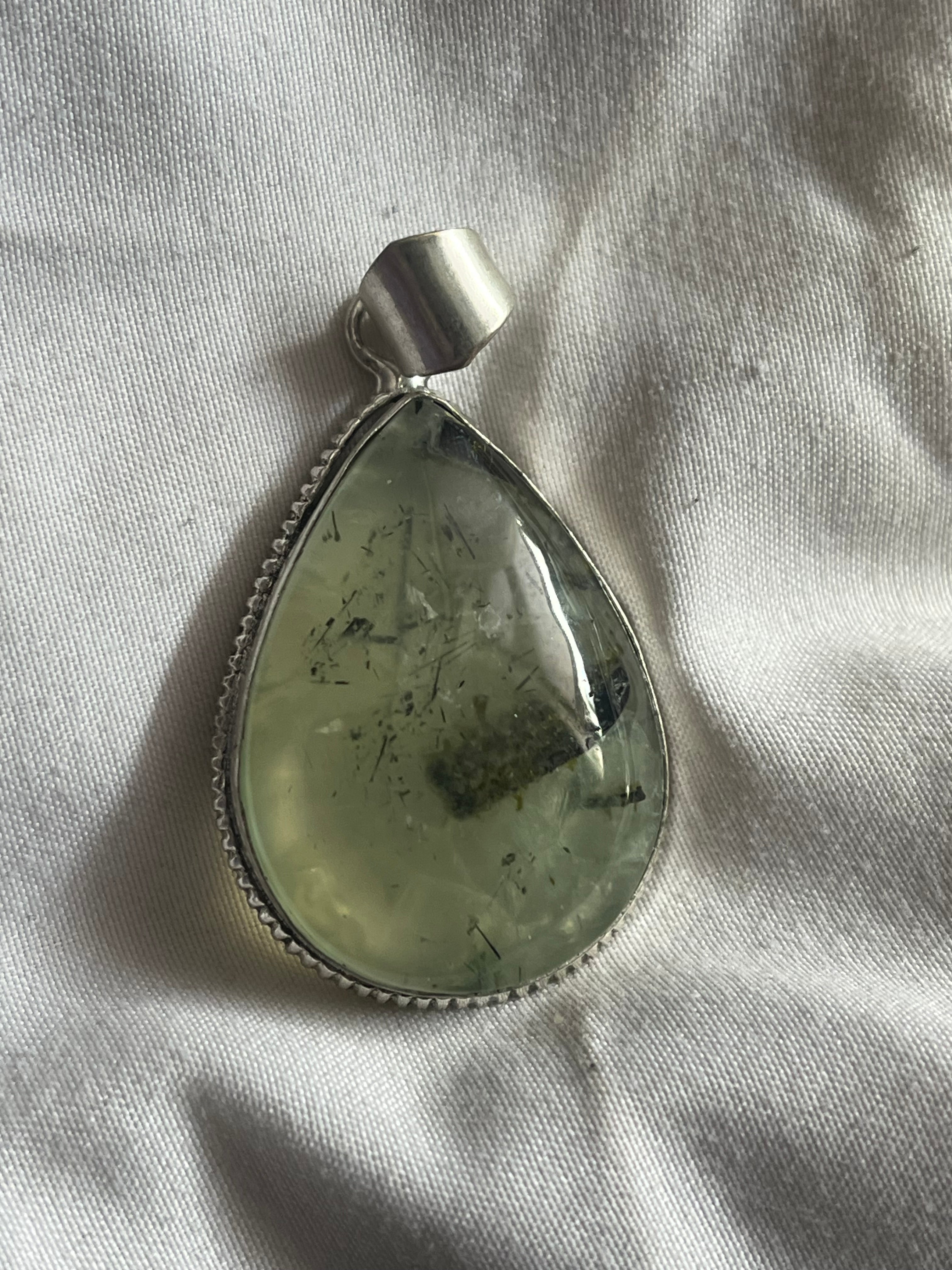 Prehnite 925 Plated Pendant