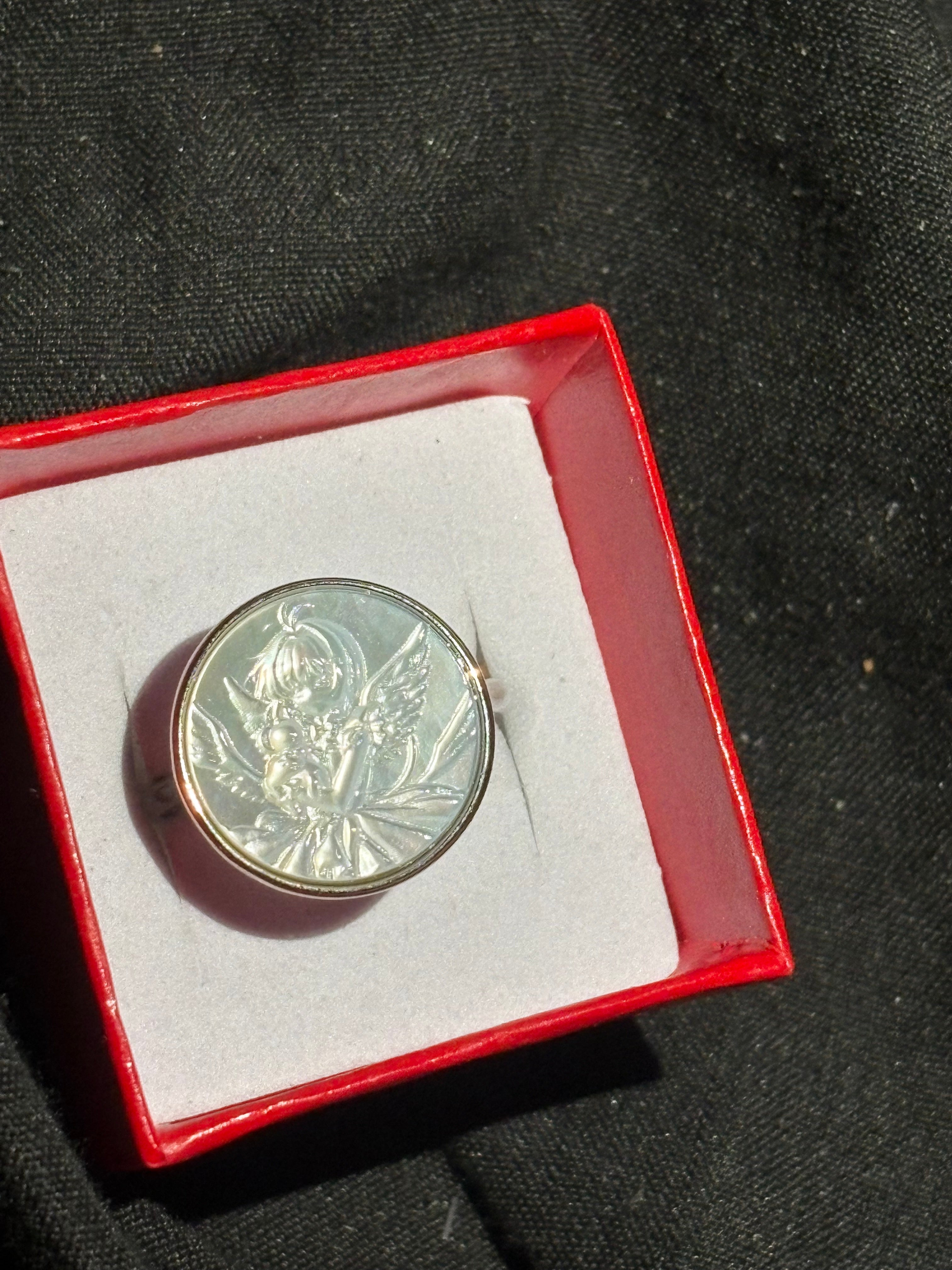 White Shell Fairy Cameo Ring