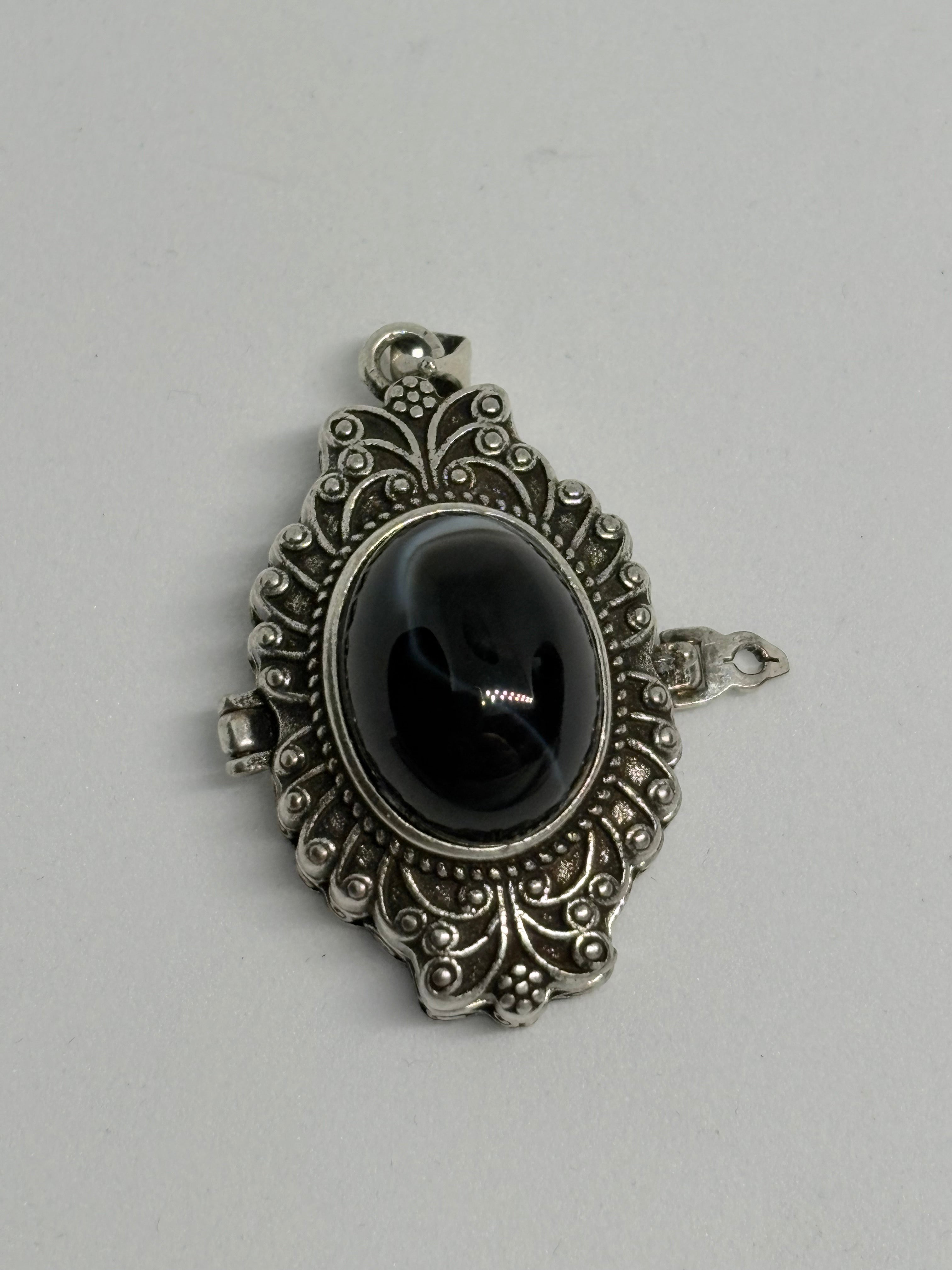 Black Agate Locket Pendant