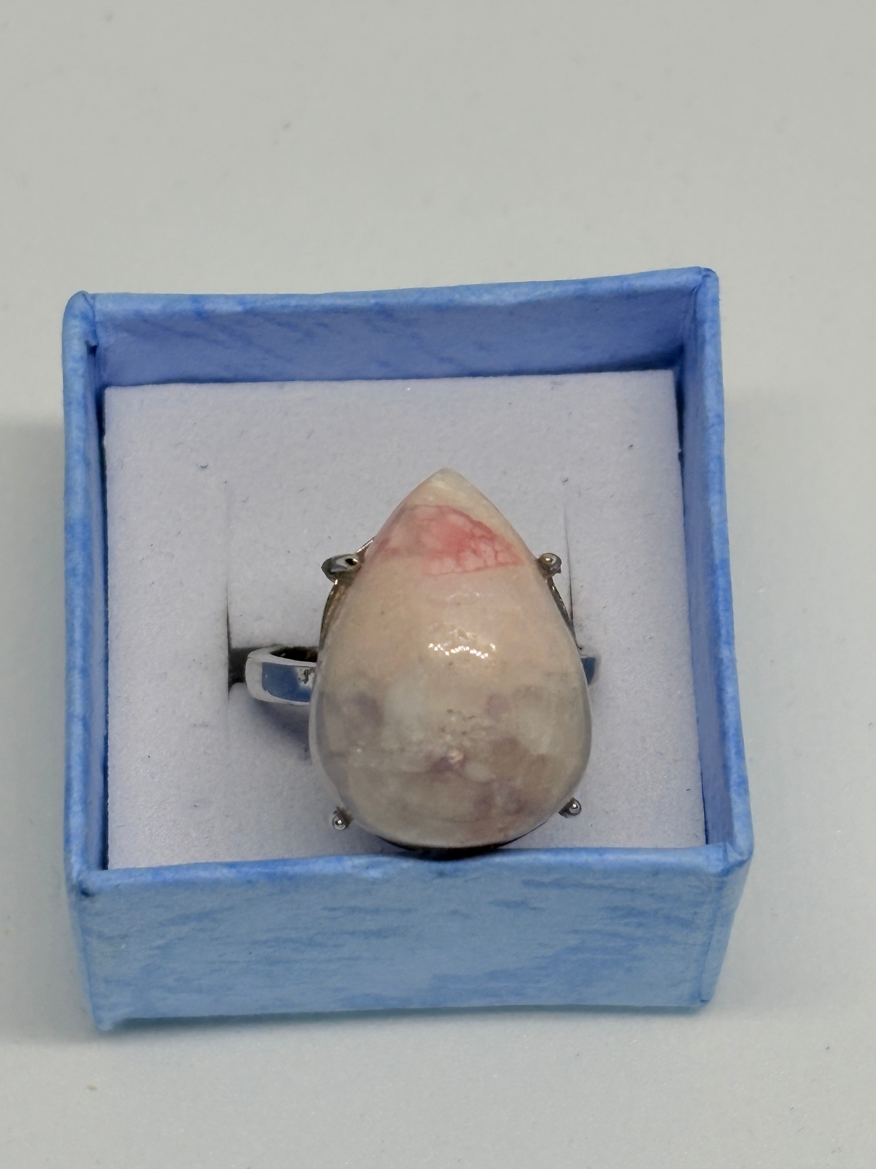 Pink Larimar Teardrop Ring