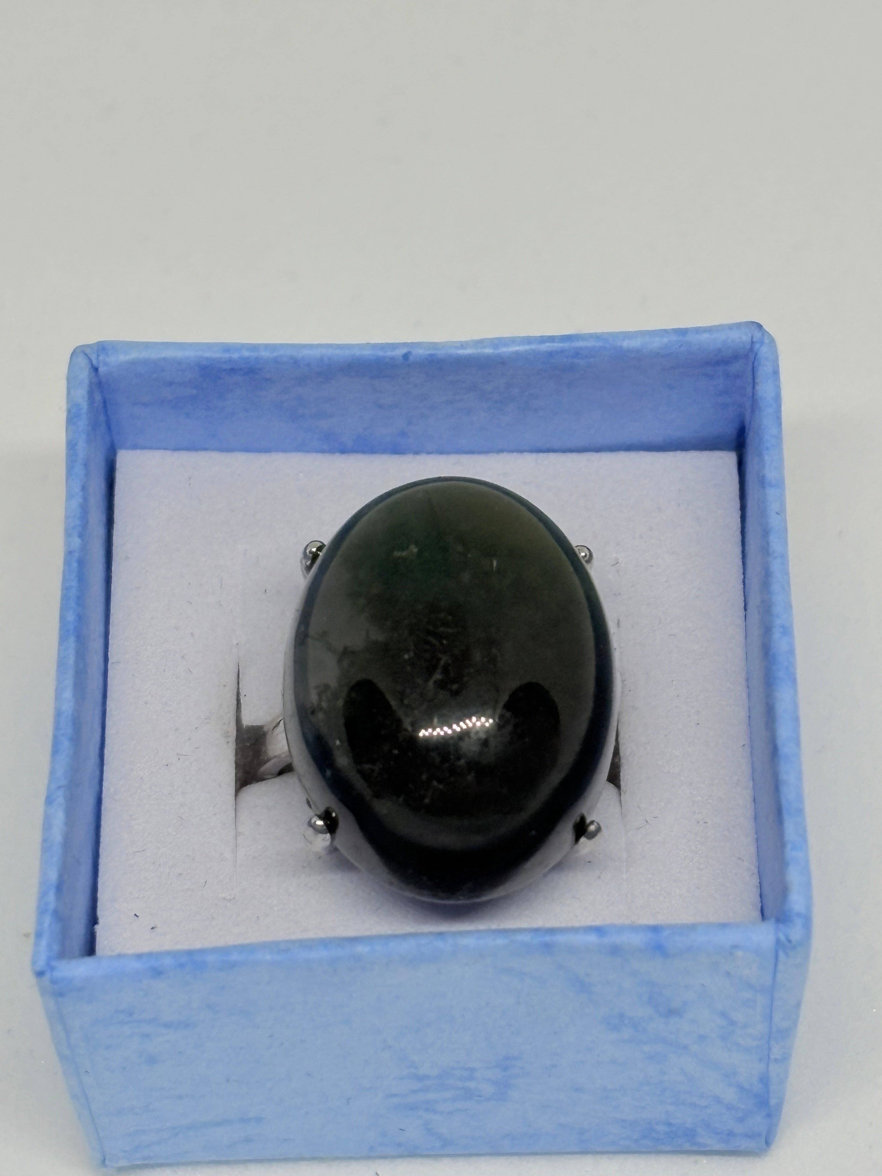 Big Moss Agate Ring