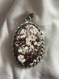White Horse Magnesite 925 Plated Pendant