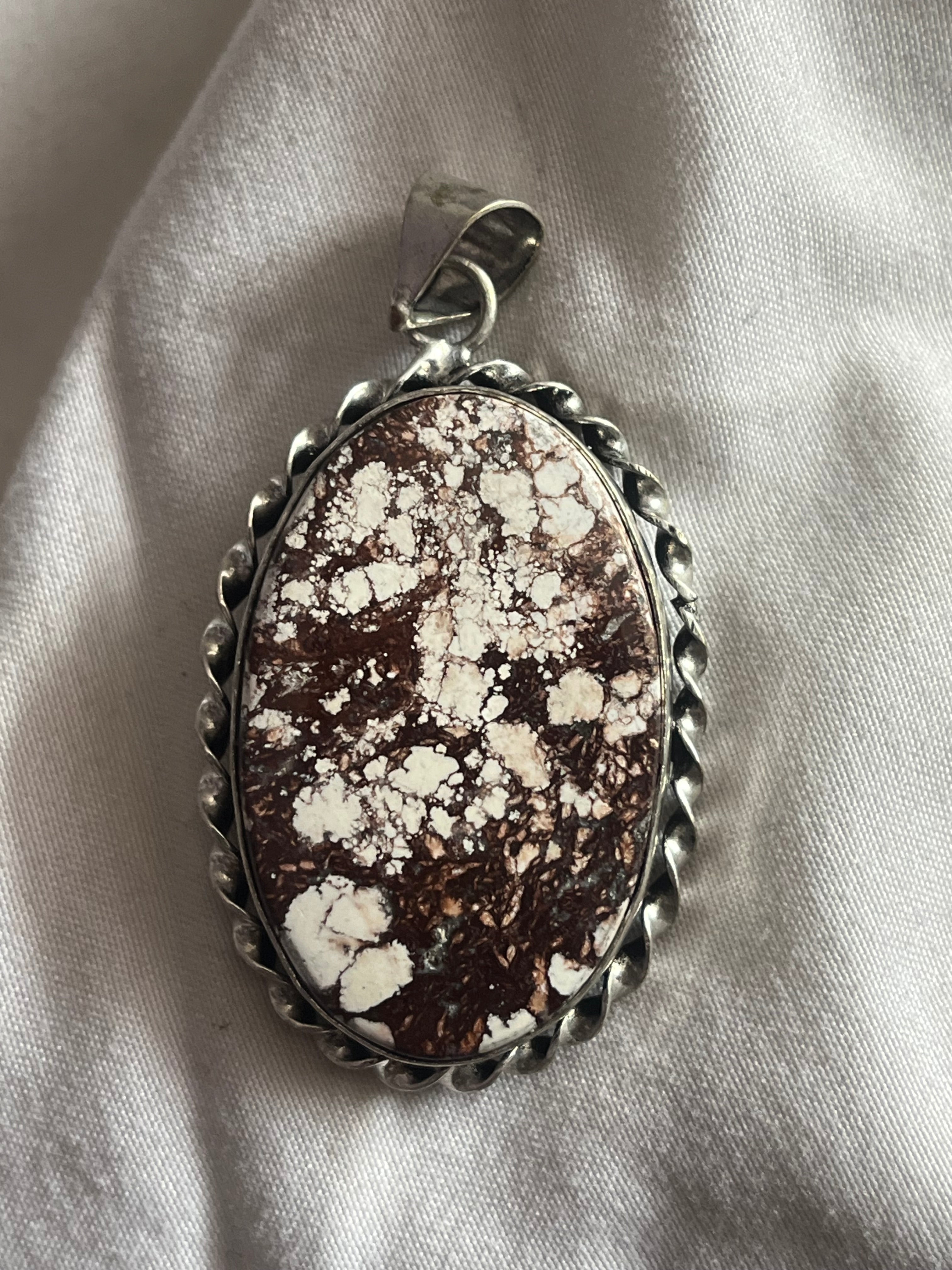 White Horse Magnesite 925 Plated Pendant