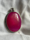 Pink Agate 925 Plated Pendant
