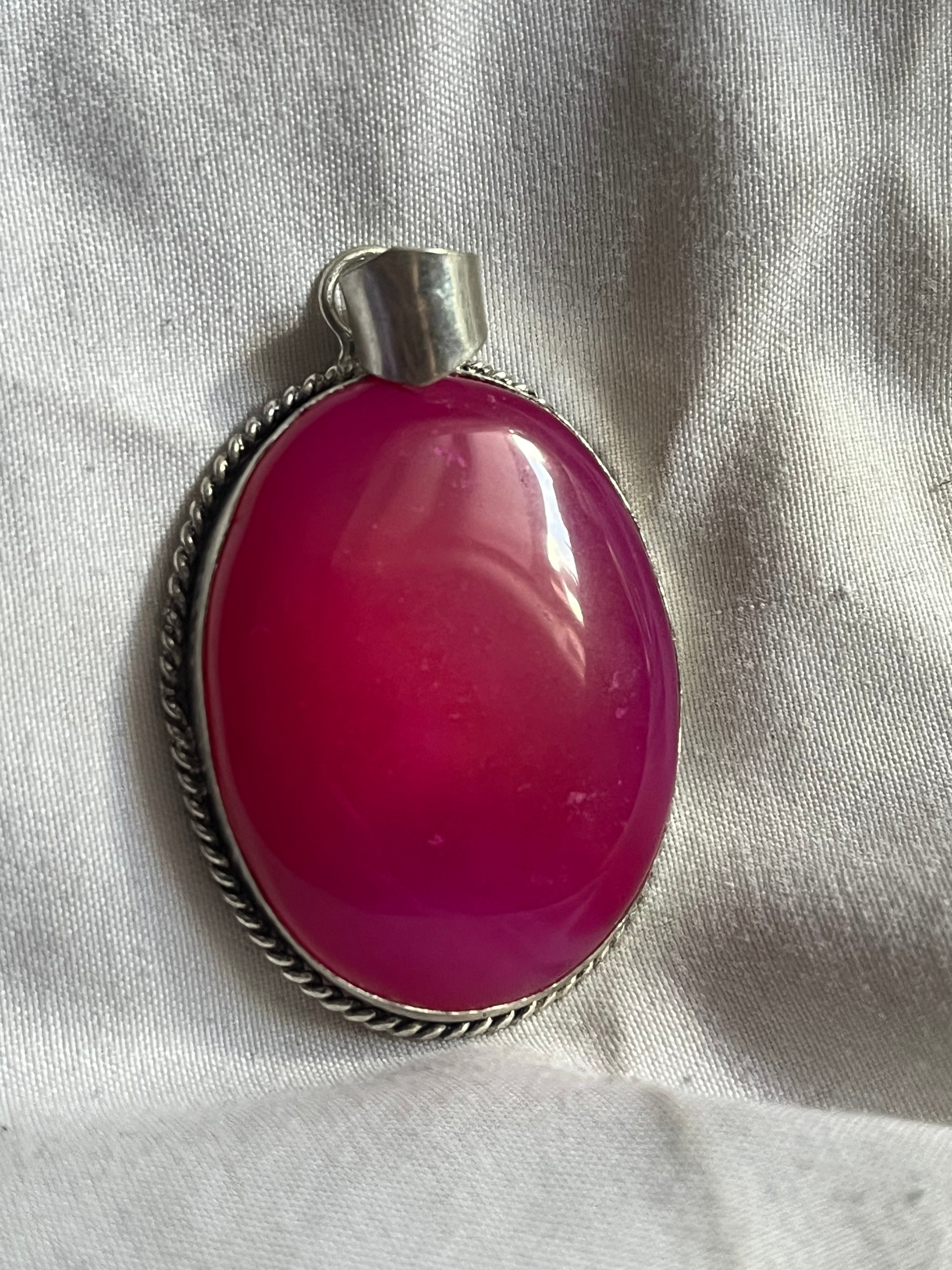 Pink Agate 925 Plated Pendant