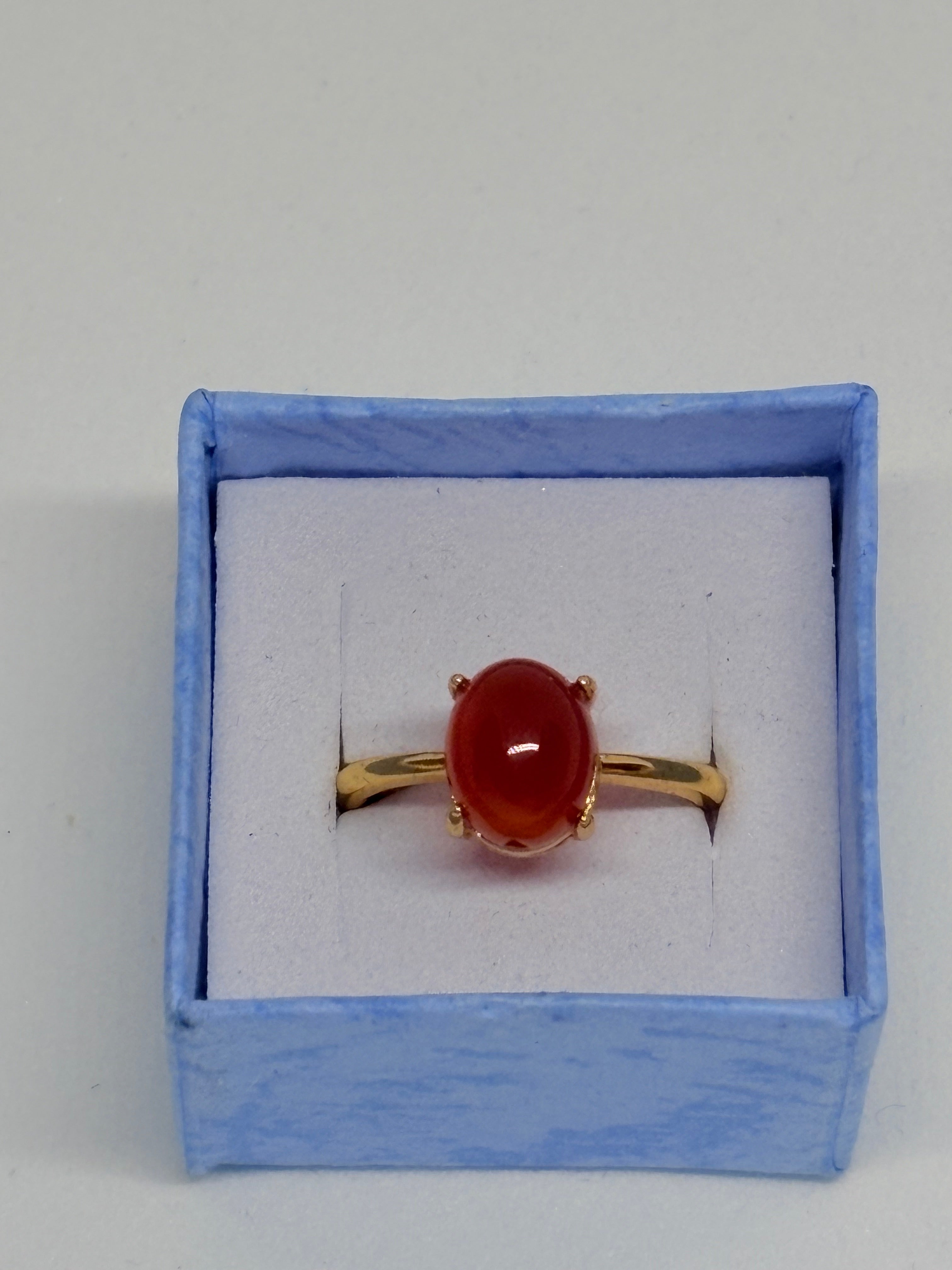 Gold Tone Carnelian Ring