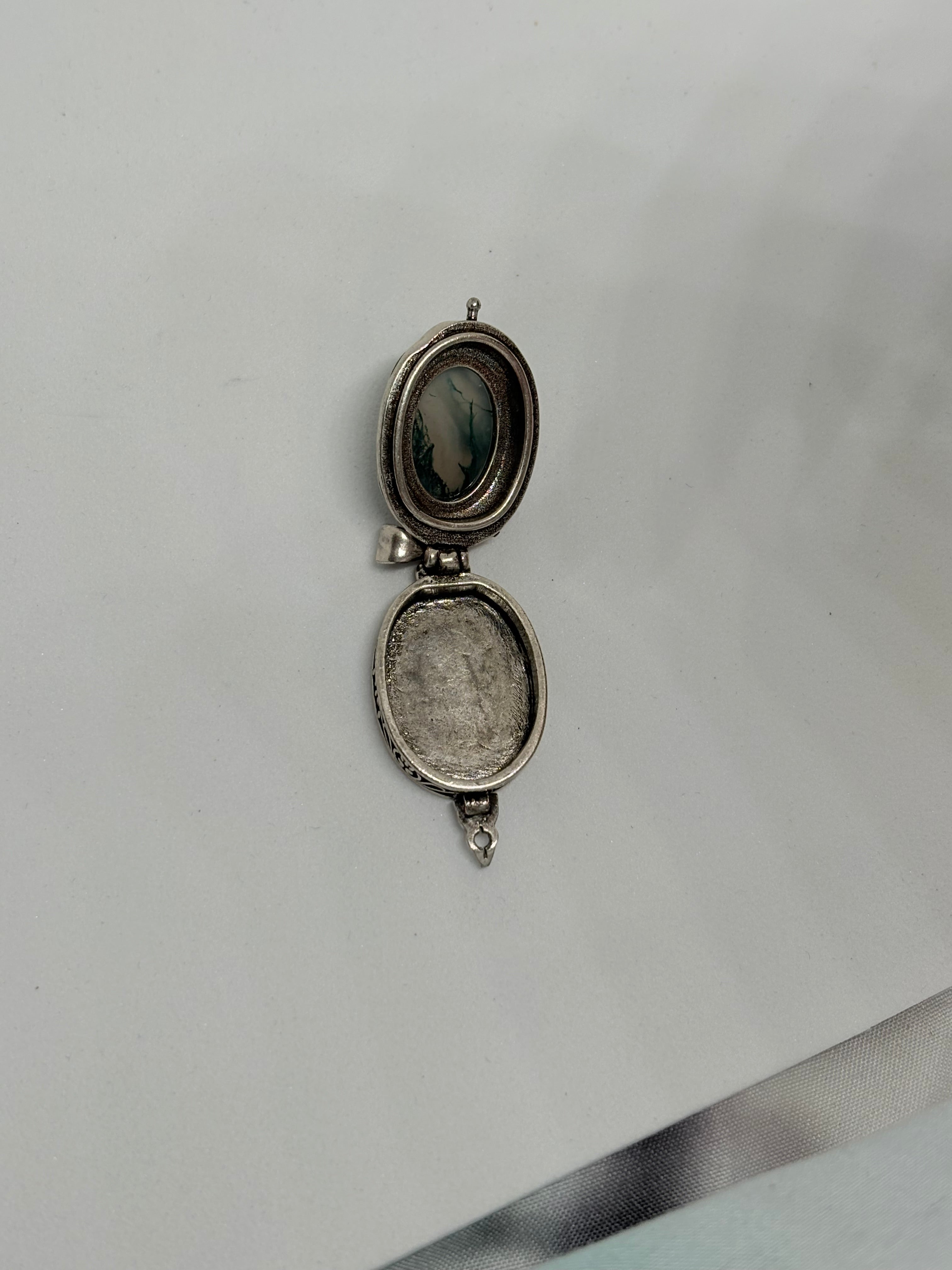Moss Agate Locket Pendant