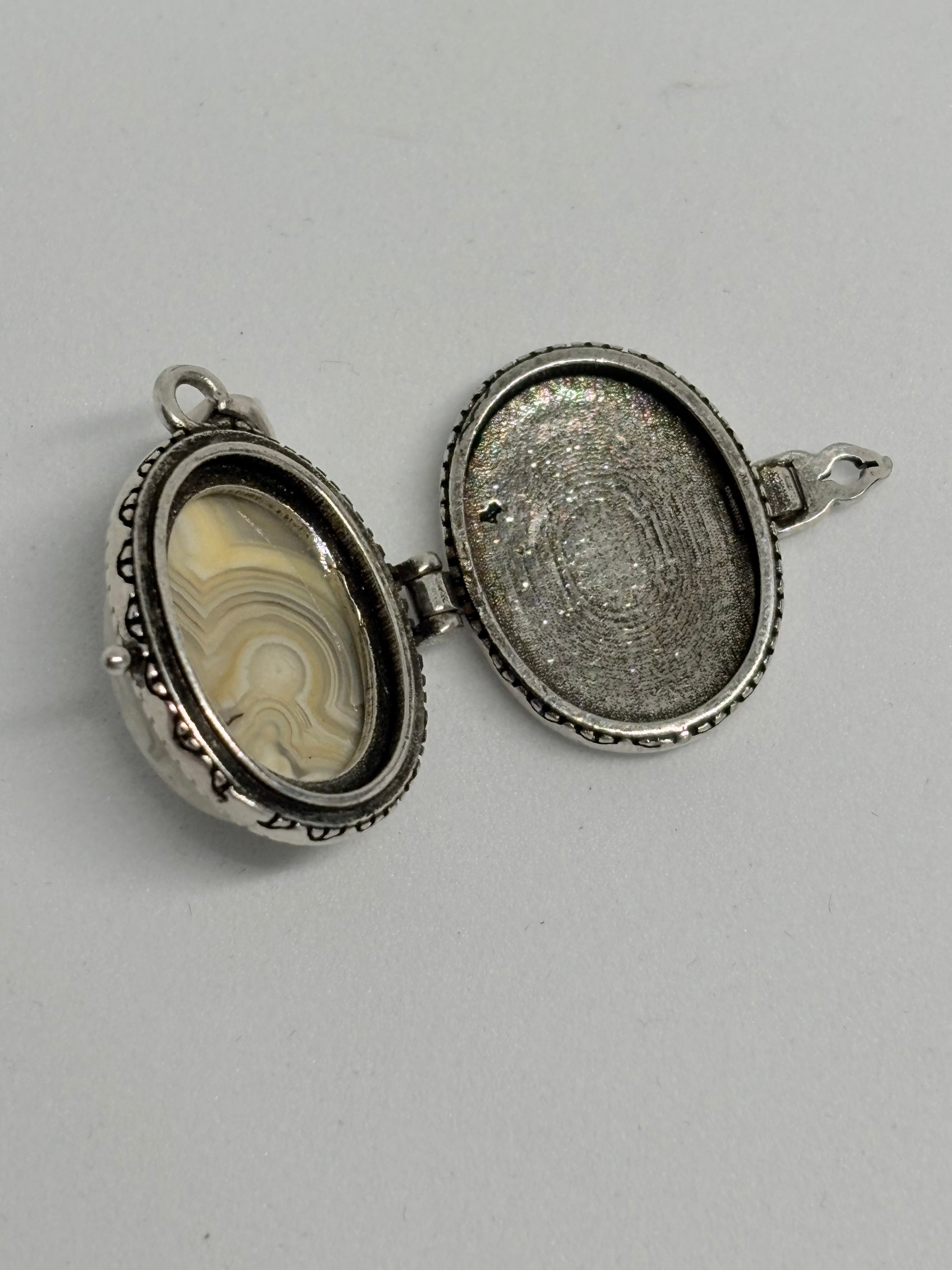 Crazy Lace Agate Locket Pendant