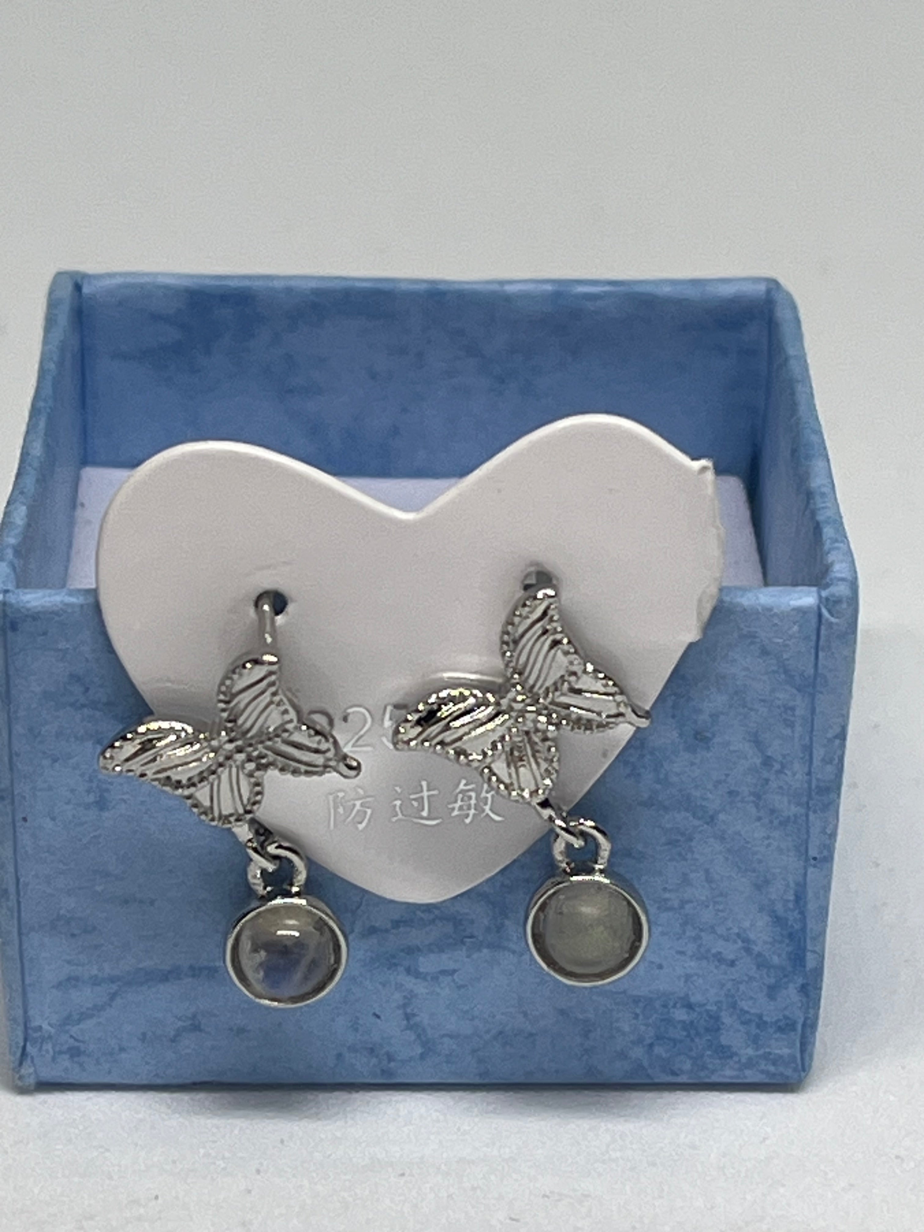 S925 Labradorite Butterfly Earrings