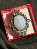 Blue Lace Agate Locket Ring