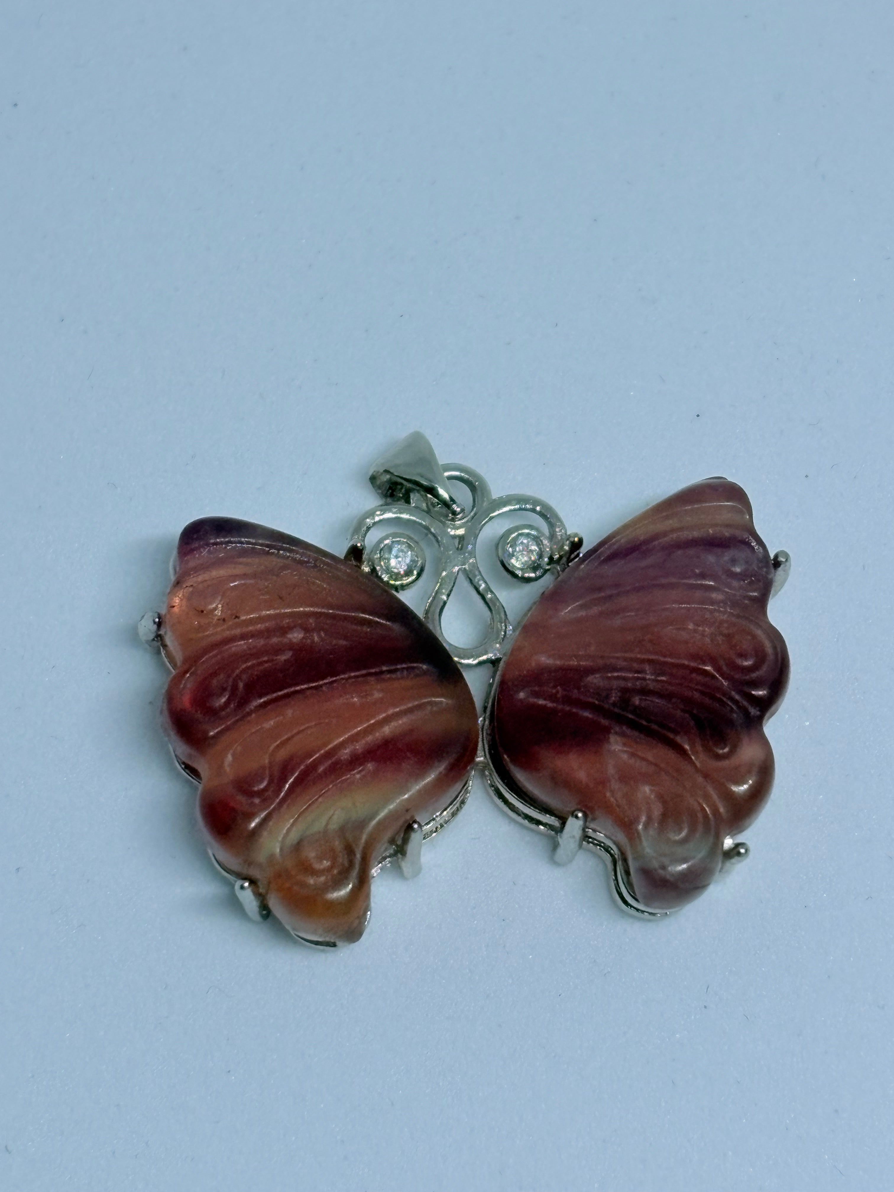Fluorite Butterfly Pendant
