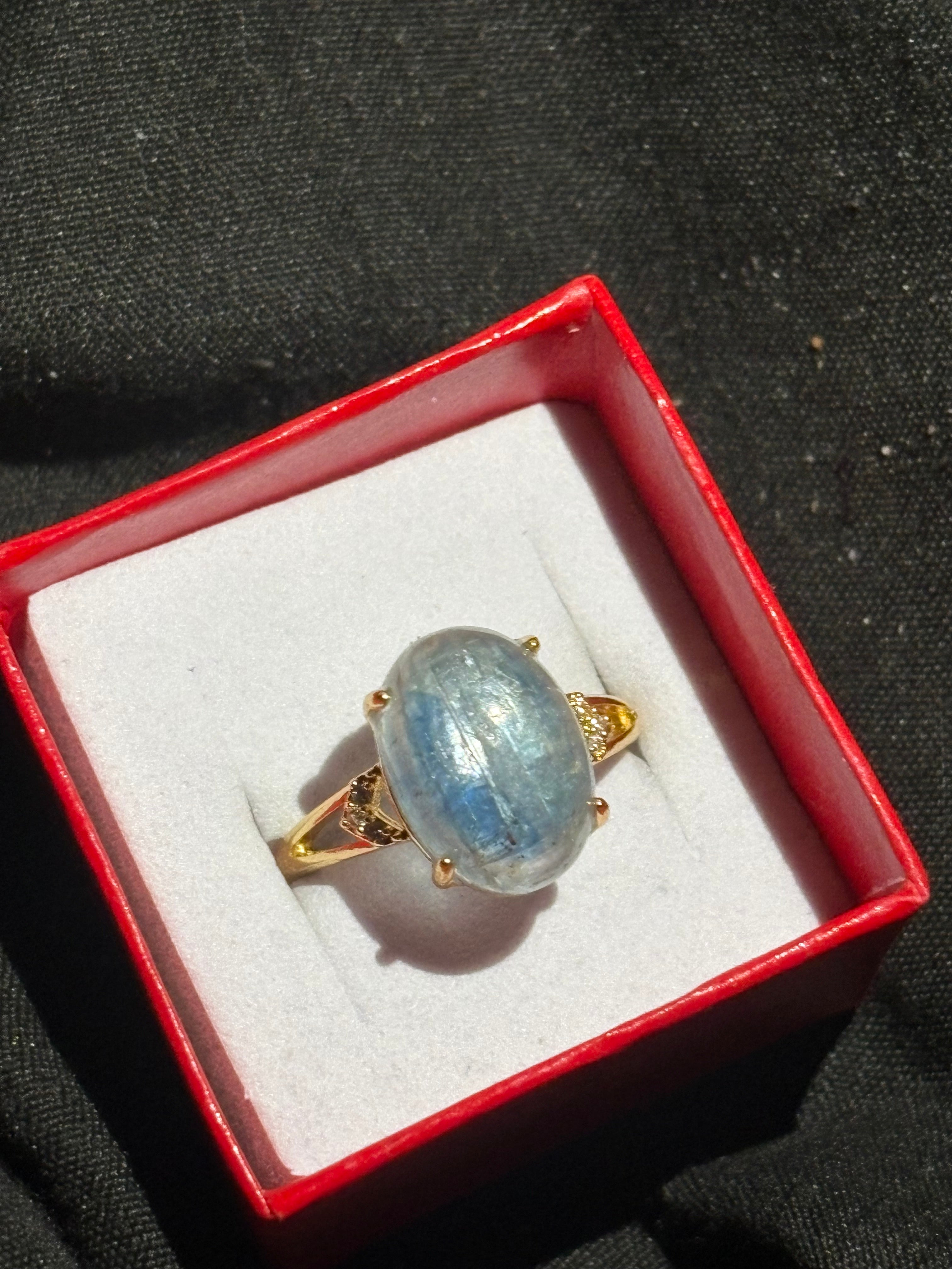 Gold Tone Celestite Ring