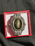Golden Sheen Obsidian Locket Ring