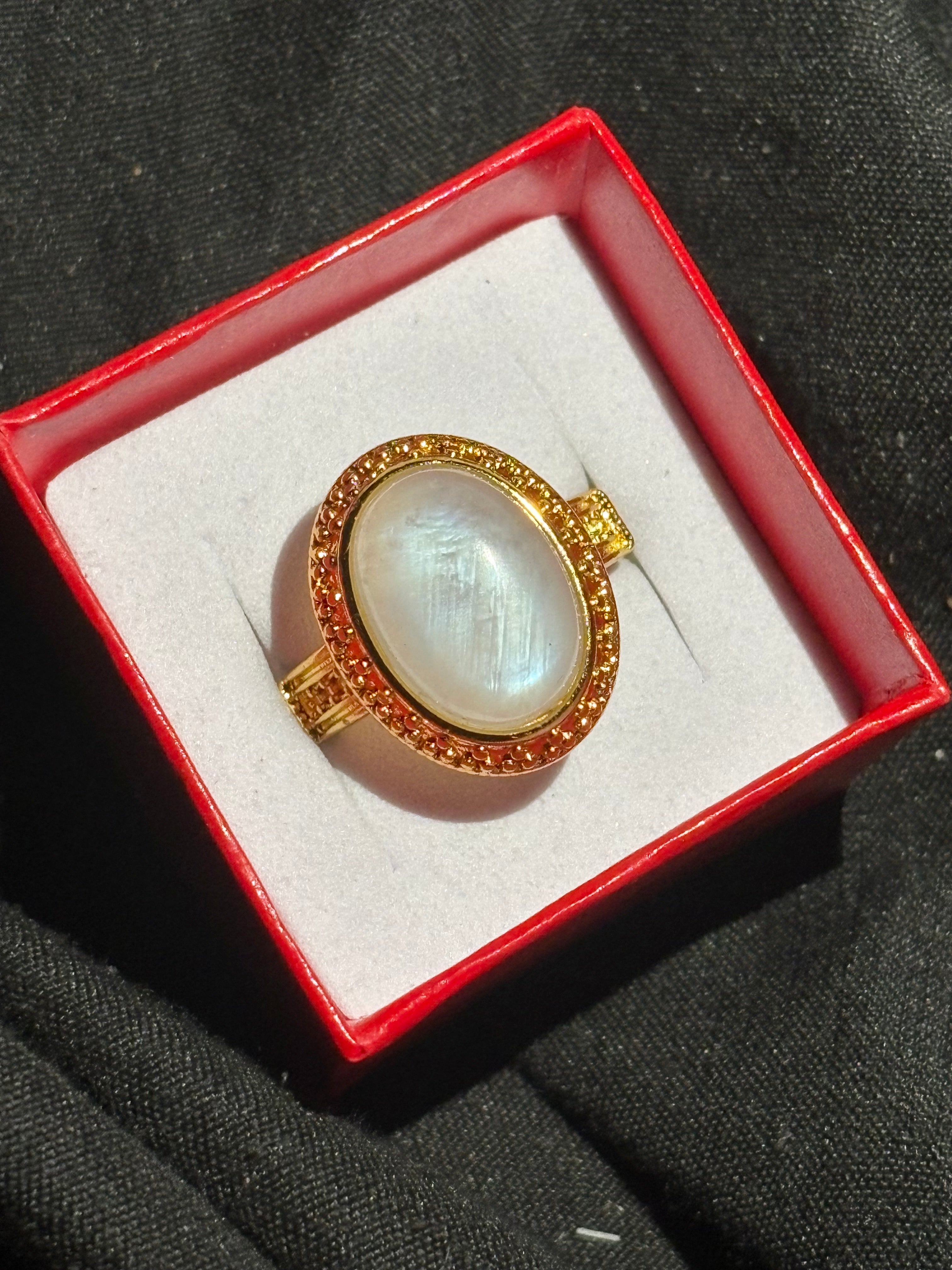 Gold Tone Moonstone Ring