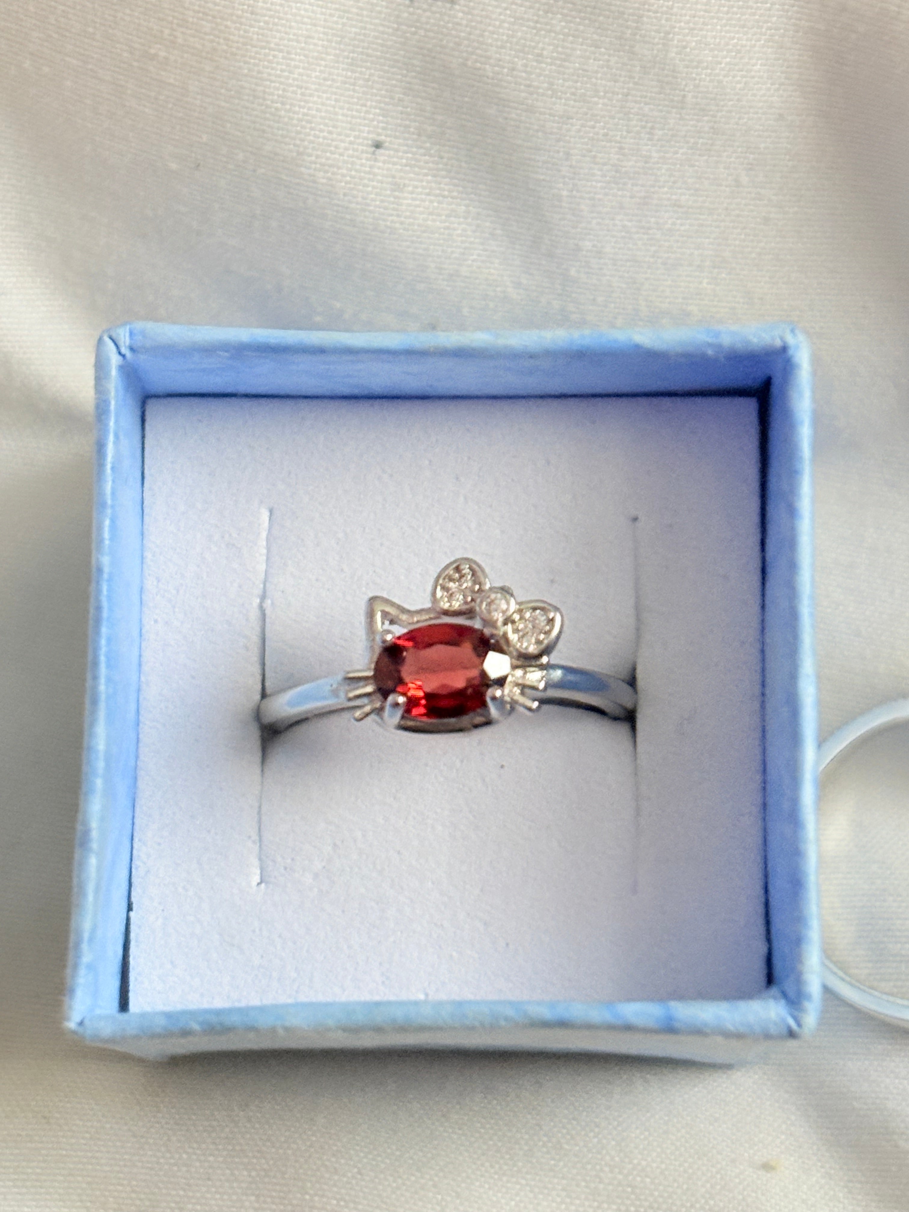 Garnet Hello Kitty Ring
