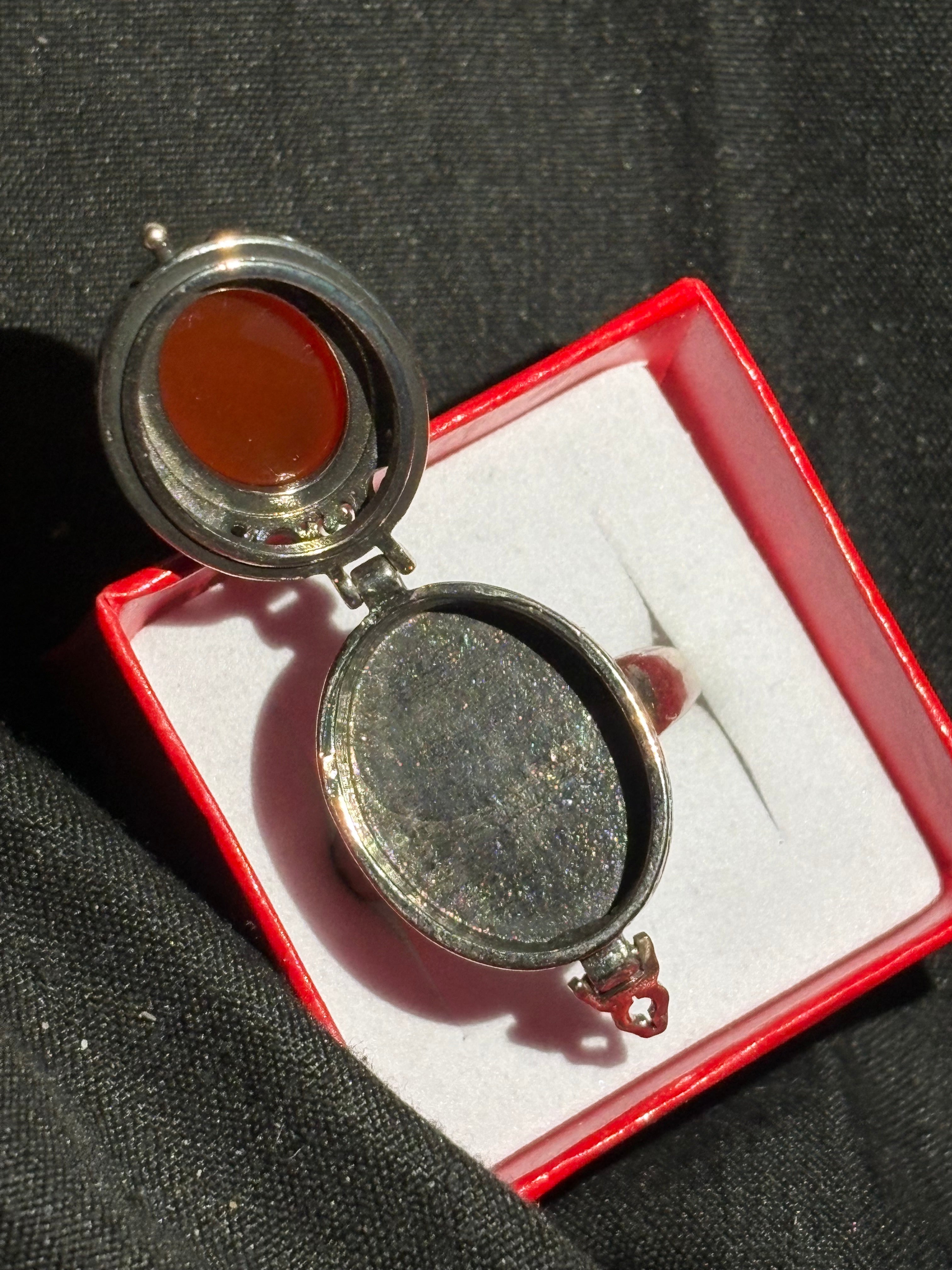 Carnelian Agate Locket Ring