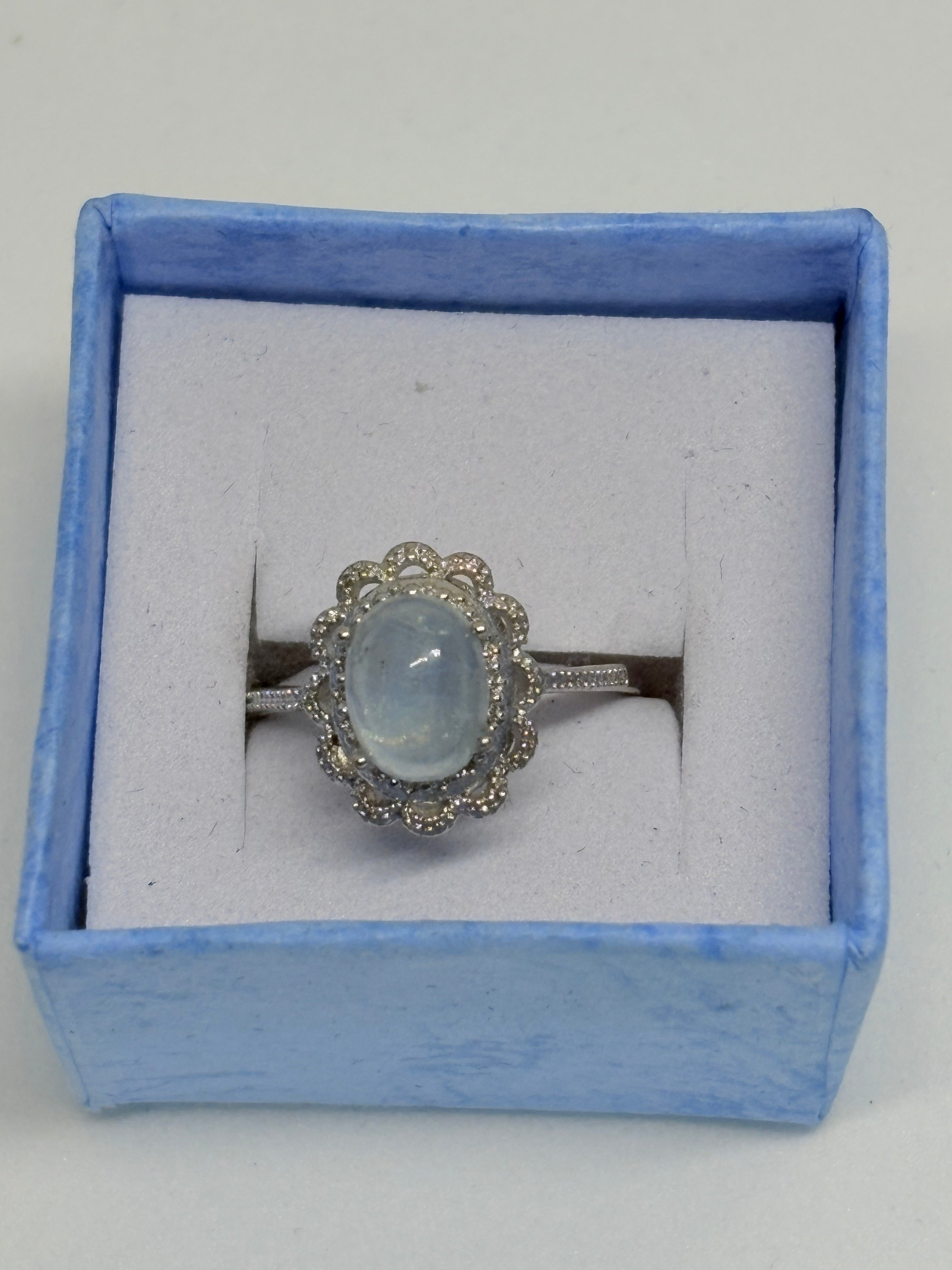 Aquamarine Flower Ring