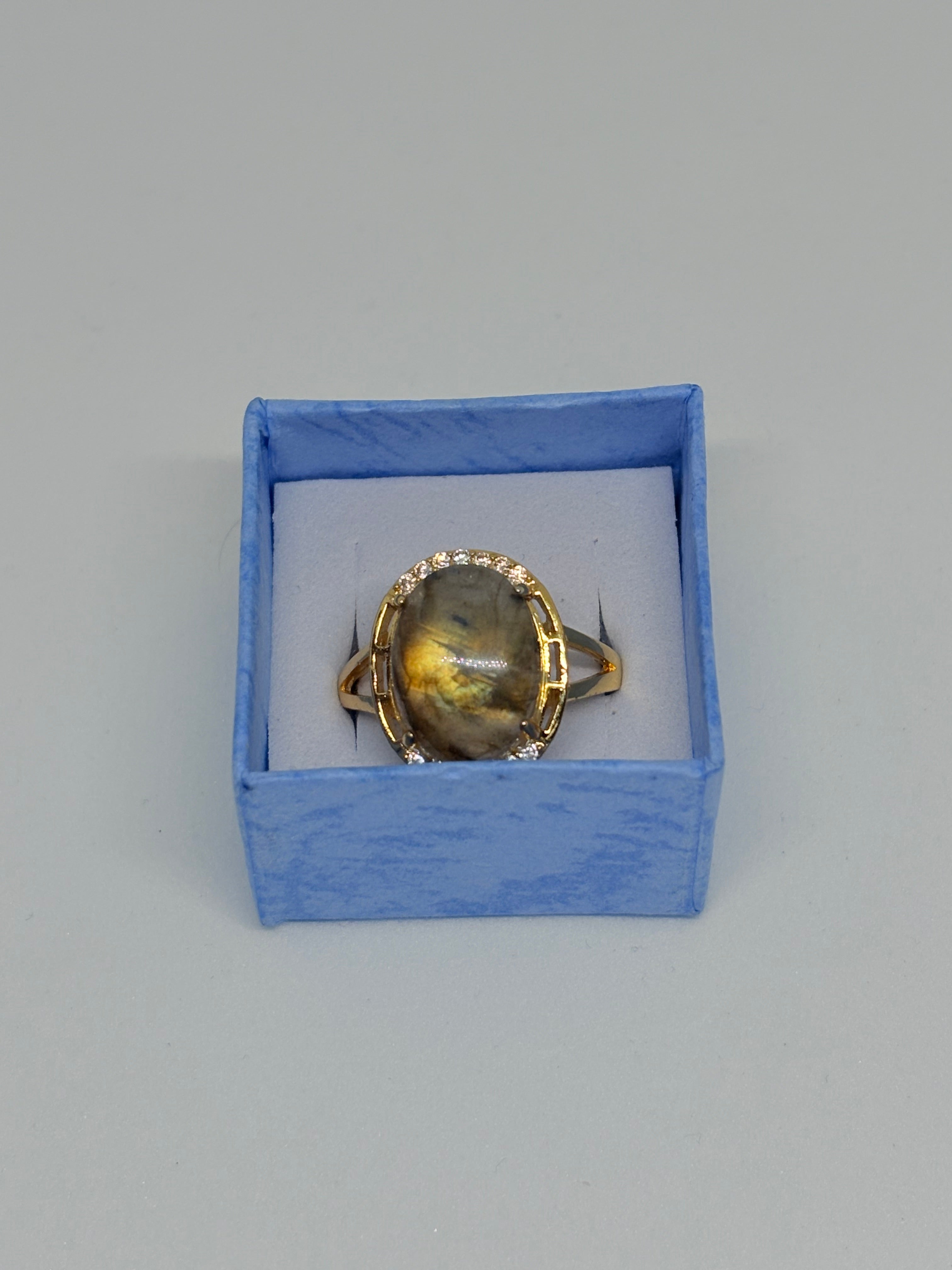 Gold Tone Labradorite Ring