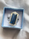 Labradorite 925 Plated Ring • Size P