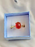 Red Agate Gold Tone Ring