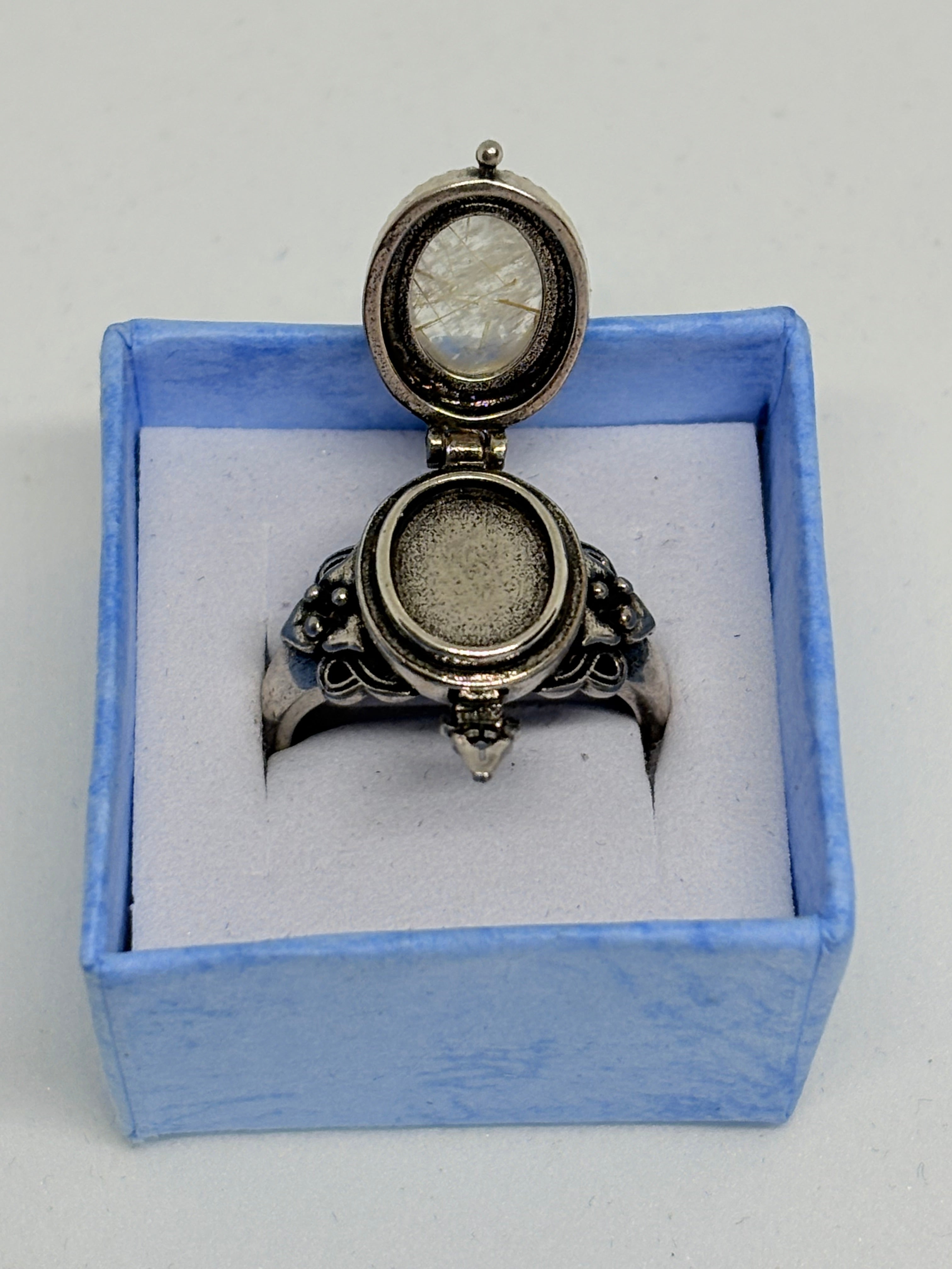 Golden Rutilated Quartz Locket Ring