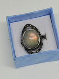 Labradorite Purple Flash Ring