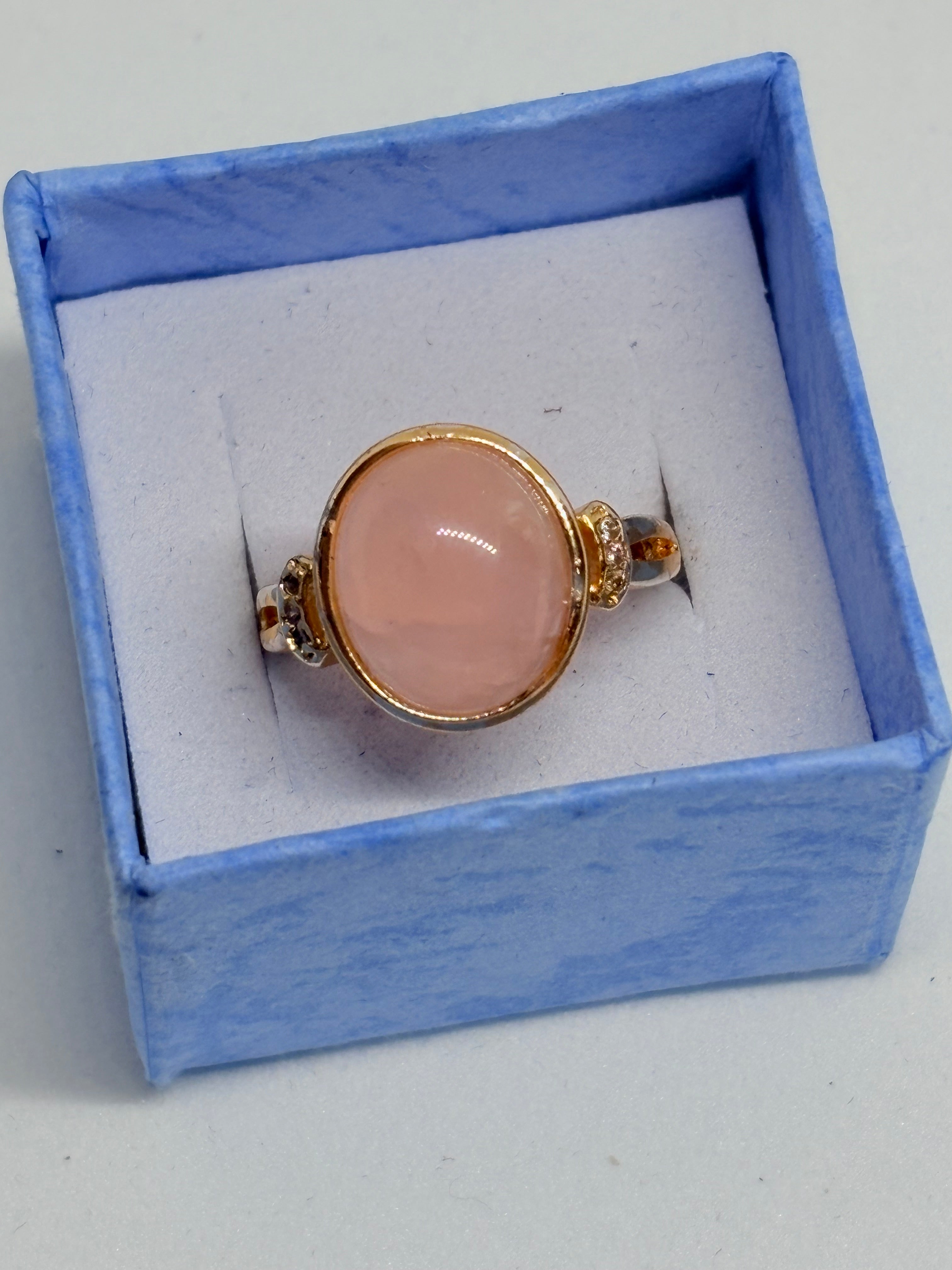 Gold Tone Rose Quartz Ring