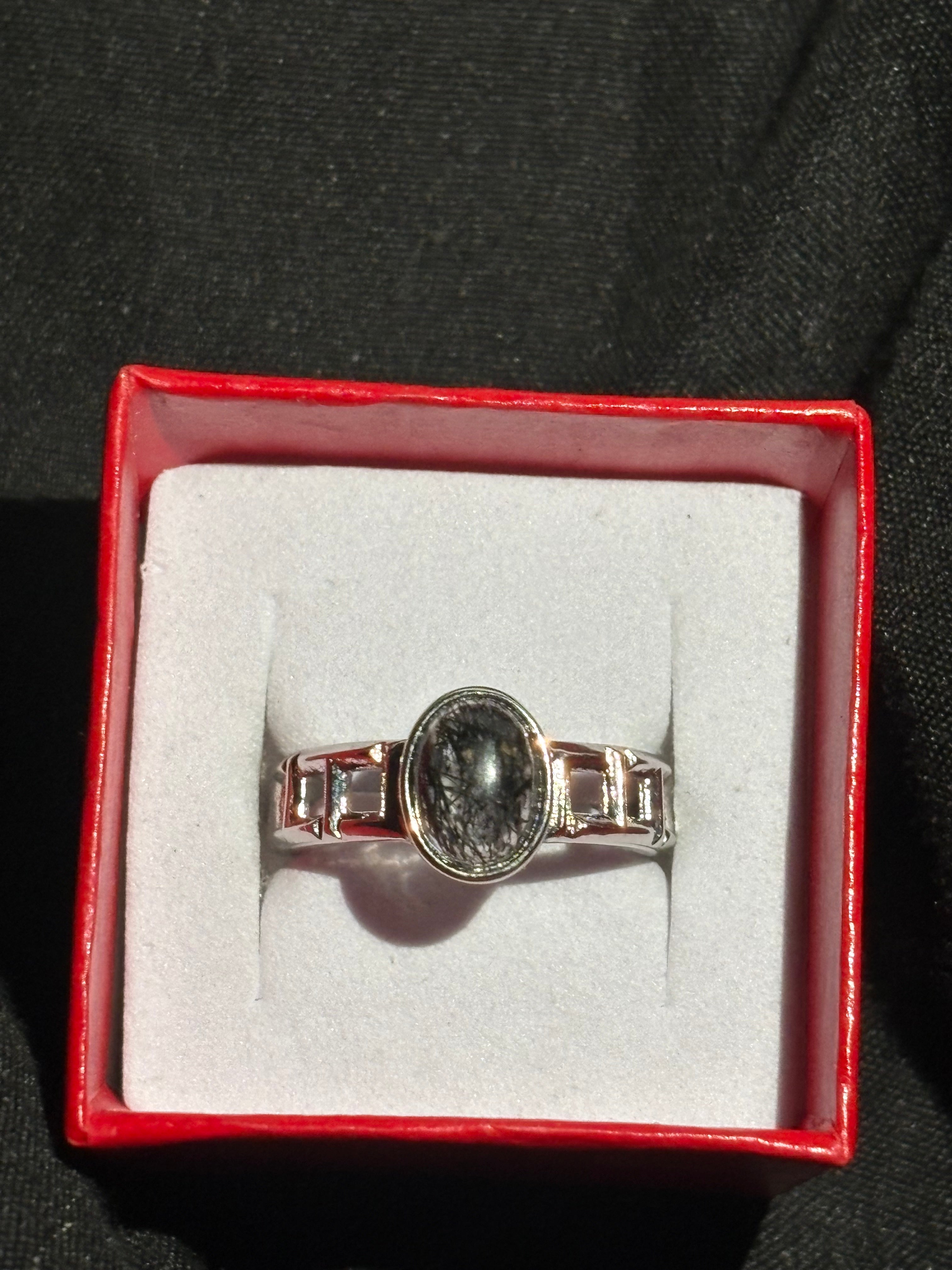 Black Rutilated Quartz Ring