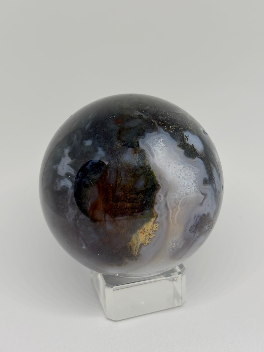Ocean Jasper x Moss Agate Crystal Sphere [NO STAND]