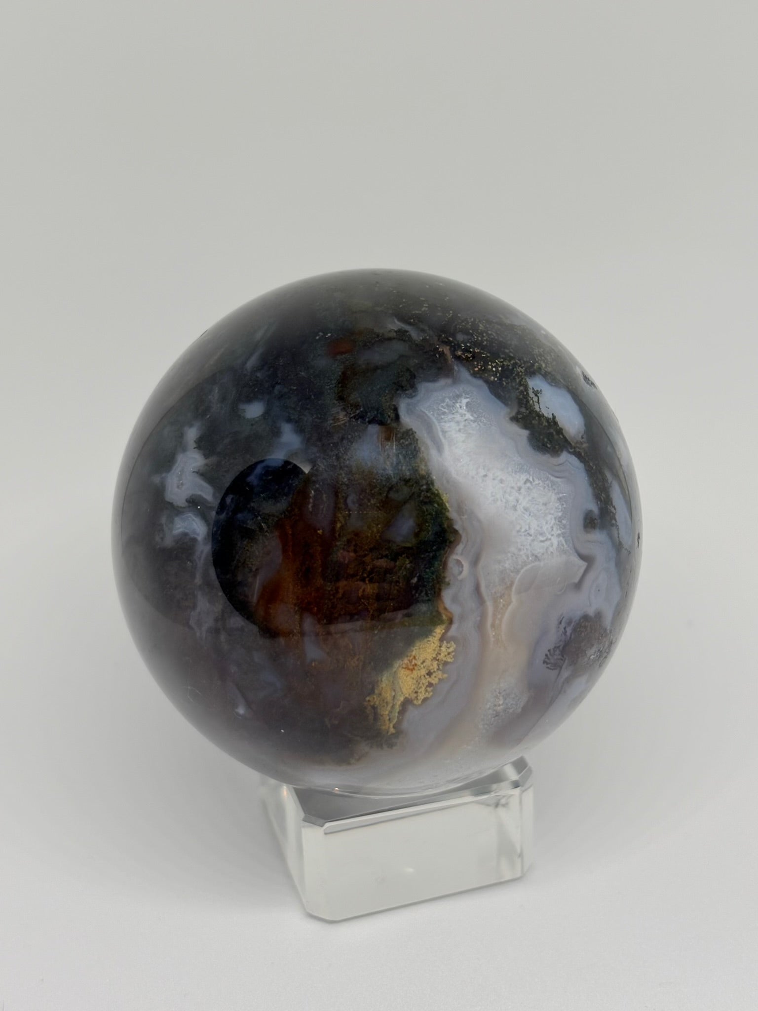Ocean Jasper x Moss Agate Crystal Sphere [NO STAND]